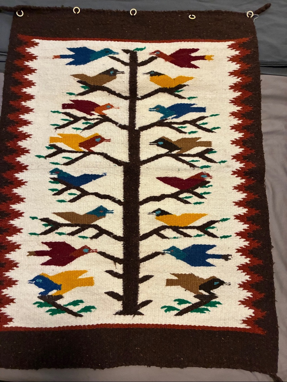 Antique zapotec tree of life handmade-woven/wool tapestry wall Hanging